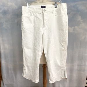 NYDJ White Crop Pants with Embellished Hem Size 14